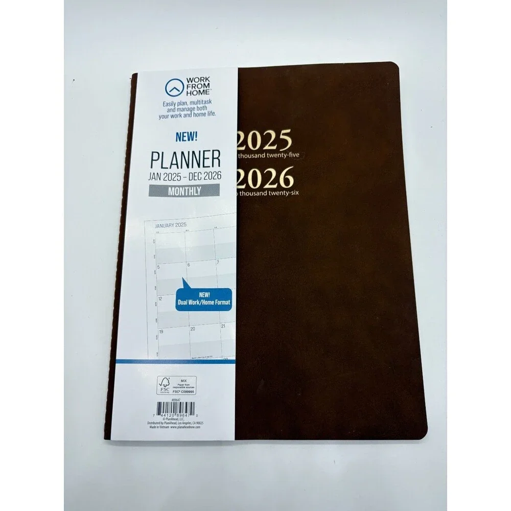 Work From Home 2025-2026 Planner Monthly Dual Work/Home Format Brown Lot of 14